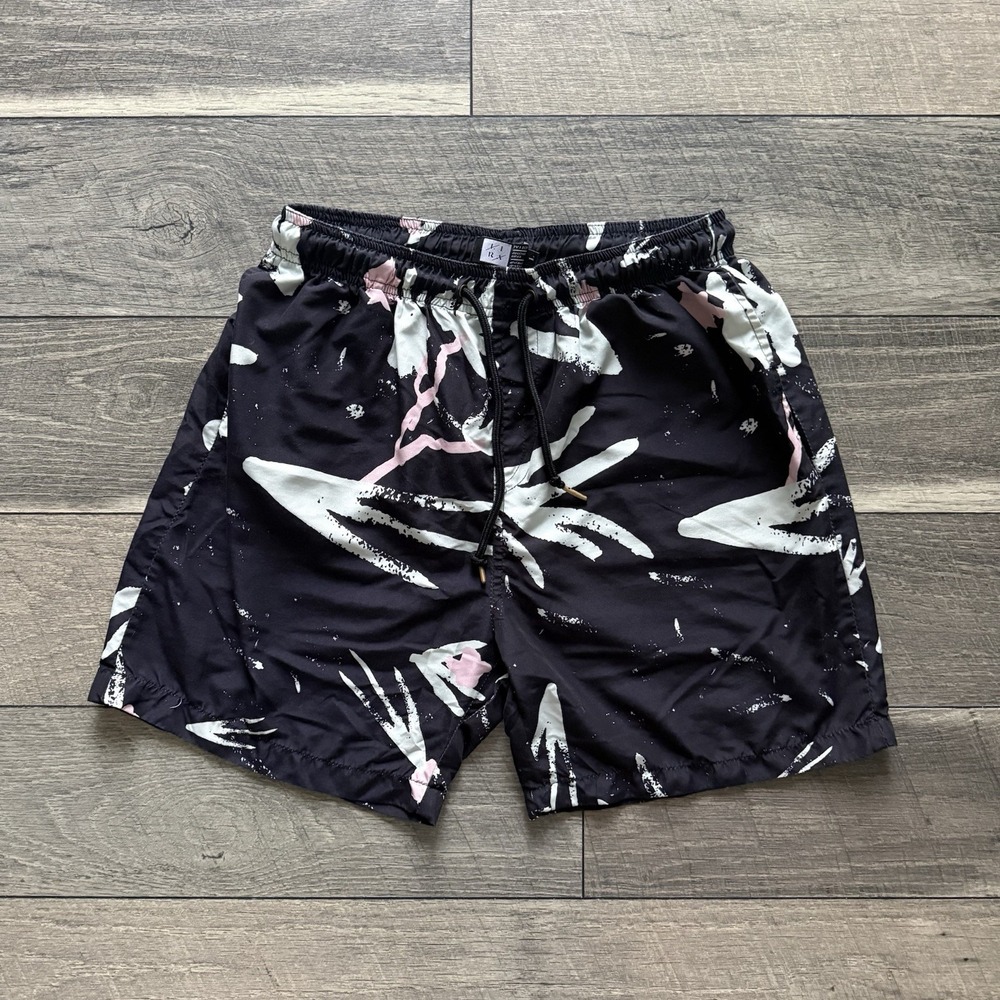 CRTV SCTY Board Shorts Swim Trunks Mens Large Black Floral Gym Shorts Streetwear